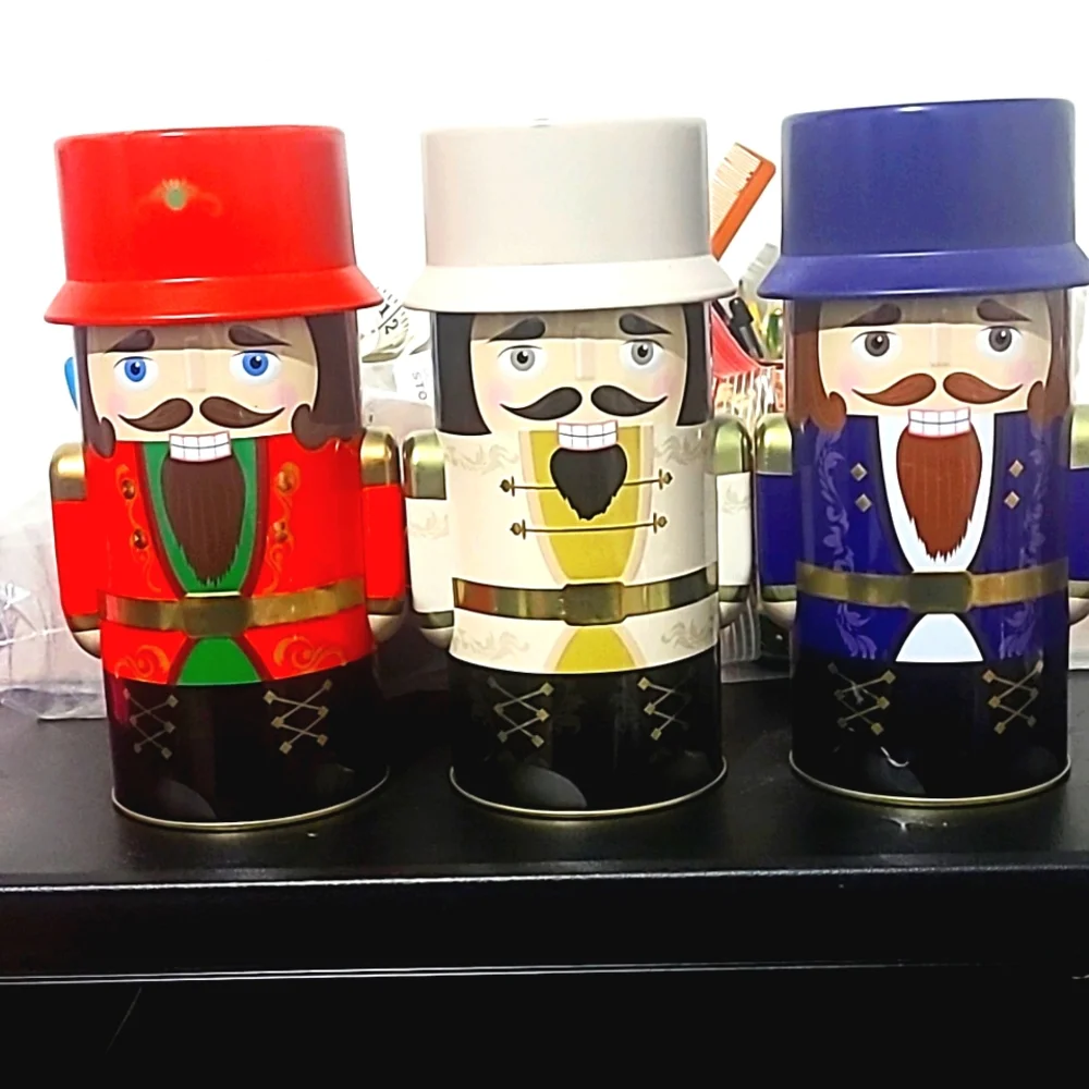 Nutcracker Cookie Tin Cans,Soldiers, Stockings ,3 pcs.